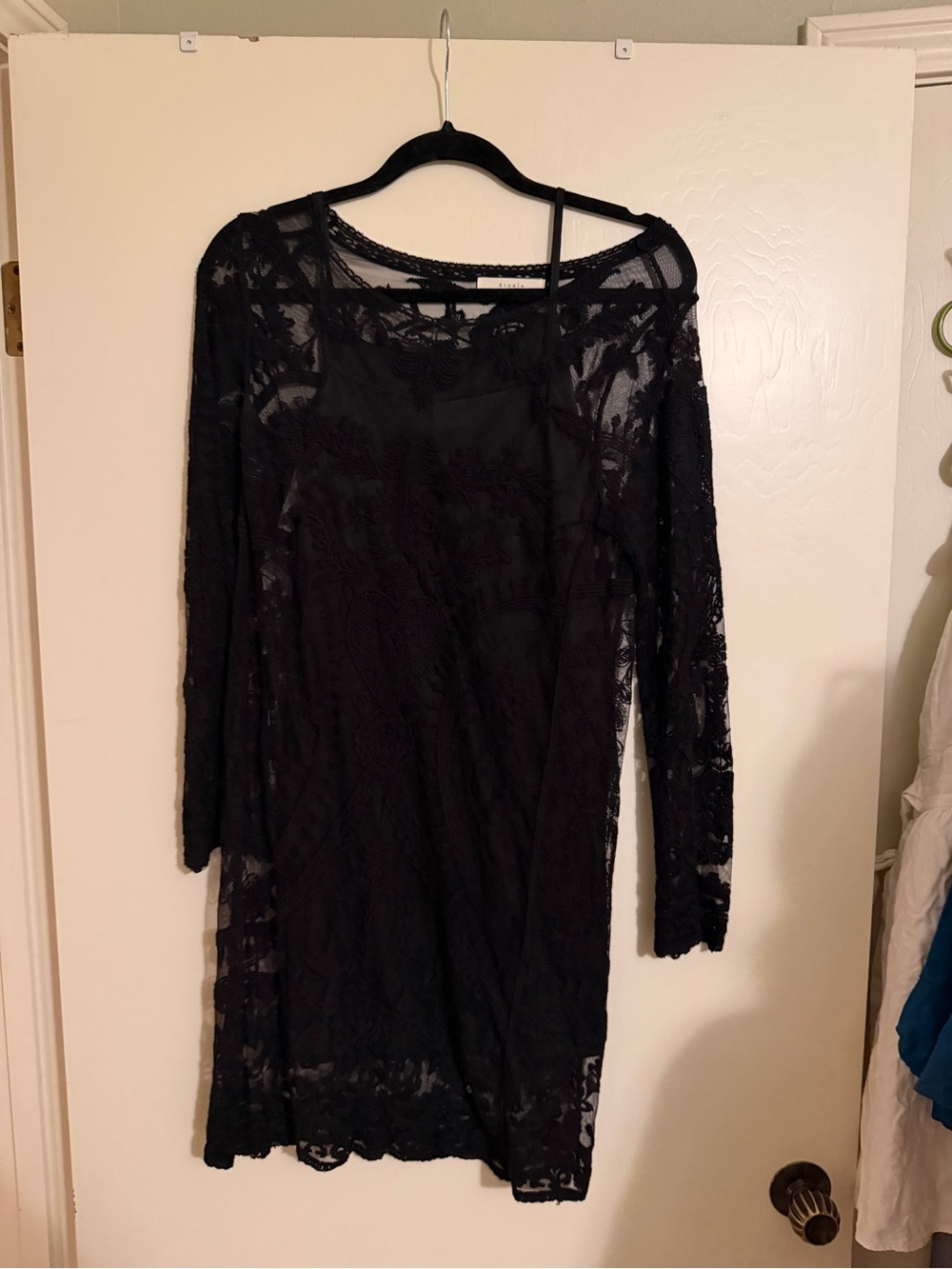 Elodie Black Lace Long Sleeve Dress with Slip